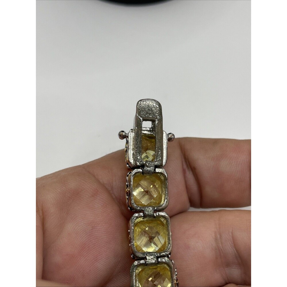 Park Lane Signature Bracelet 7.5” Gold Silver Two Tone CZ Golden Topaz NOTE WEAR - Picture 12 of 16